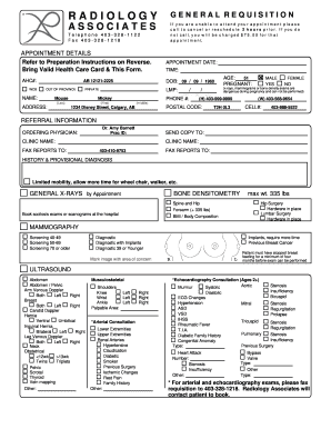 Radiology General Requisition Form