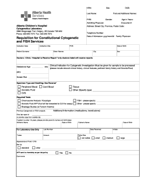 Requisition for Constitutional Cytogenetic and FISH Services
