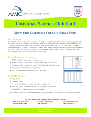Christmas Savings Club Card