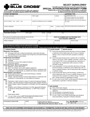 Select Quinolones Special Authorization Request Form