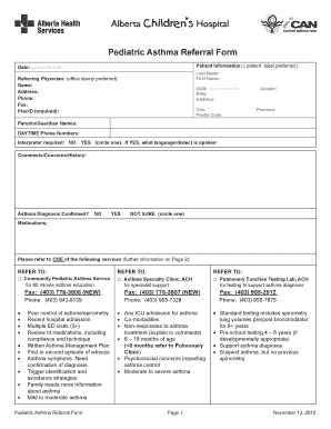 Pediatric Asthma Referral Form