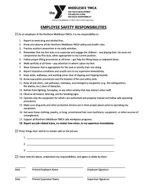 Employee Safety Responsibilities Agreement