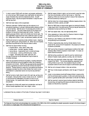 YMCA Child Abuse Prevention Code of Conduct