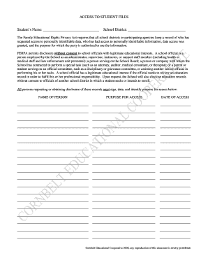 FERPA Student File Access Form