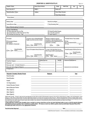 Individual Services Plan