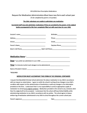 Non-Prescription Medication Administration Request