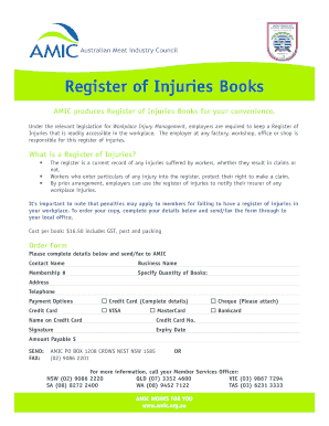 Register of Injuries Book