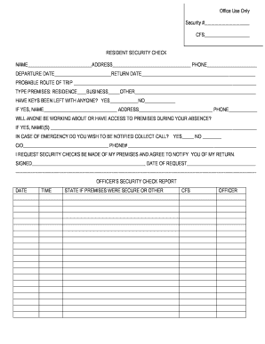 Resident Security Check Form
