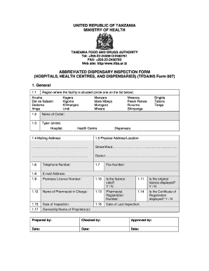 Tanzania Dispensary Inspection Form
