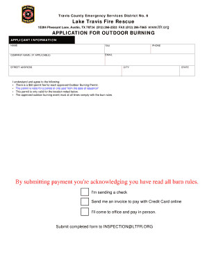 Texas Outdoor Burning Permit Application