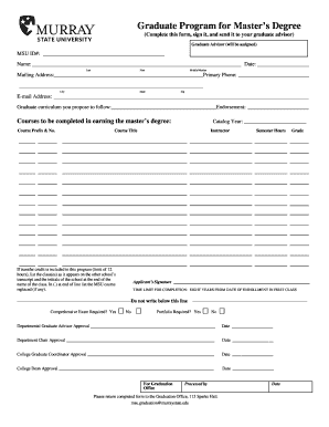 Master’s Degree Graduate Program Form