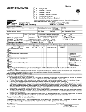 Vision Insurance Enrollment Form