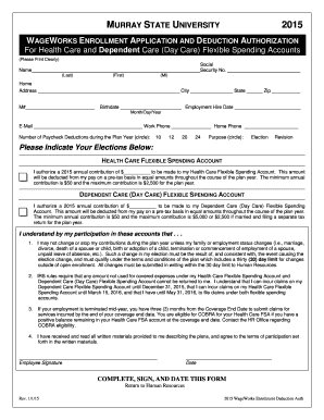 Murray State University 2015 WageWorks Enrollment Application