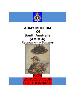 Army Museum High Schools Tour Questionnaire