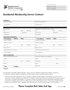 Residential Membership Service Contract