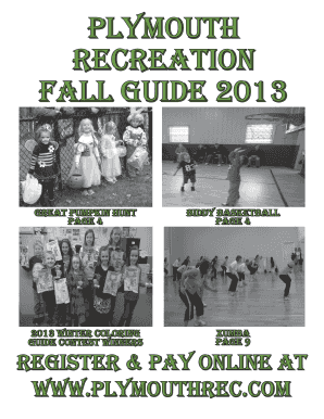 Plymouth Recreation Fall Program Registration Form