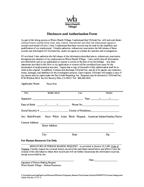 Criminal Background Release Form