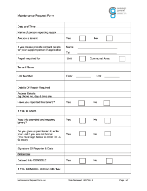 Maintenance Request Form