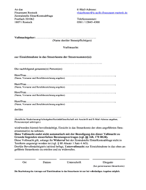 Vollmacht zur Einsichtnahme in das Steuerkonto
