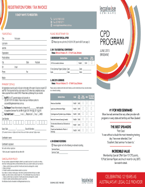 Legalwise Seminars Registration Form