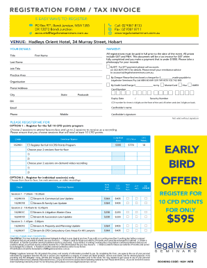 Legalwise Seminars Registration Form