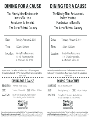 Dining for a Cause Fundraiser Voucher