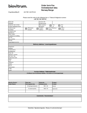 Order Form Fax