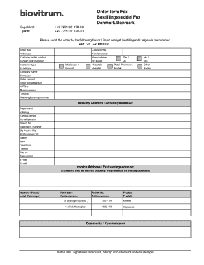 Order Form Fax