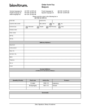 Order Form Fax