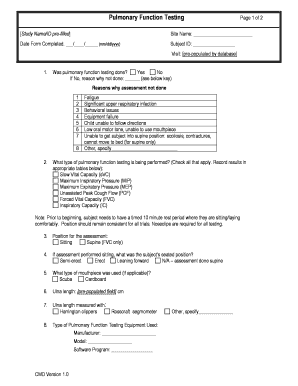 Pulmonary Function Testing Form