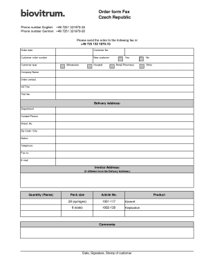 Medical Order Form