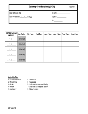 DEXA Bone Mineral Density Form
