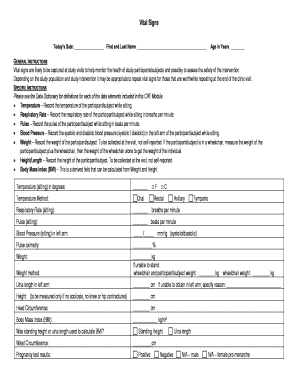 Vital Signs Clinical Research Form
