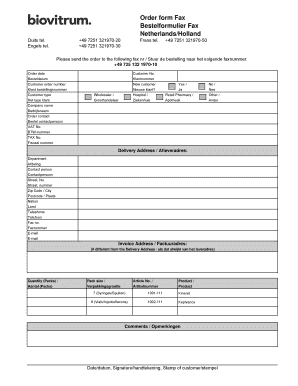 Bestelformulier Fax