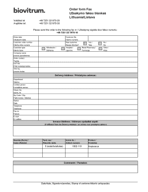 Order Form Fax