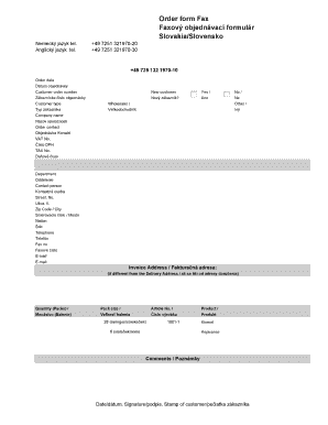 Order Form Fax
