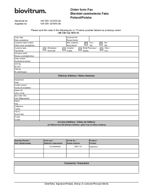 Order Form Fax