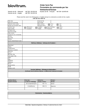 Fax Order Form
