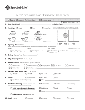 Fire-Rated Door Estimate Order Form