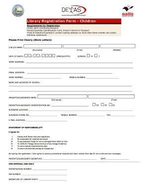 Library Registration Form - Children - deyastha gov