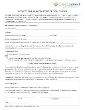 Request for Accounting of Disclosures Form