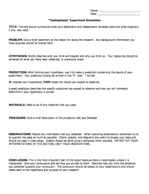 Science Experiment Report Template