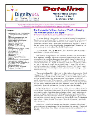Monthly News Bulletin Volume 18 No 8 September 2009 The - dignityusa