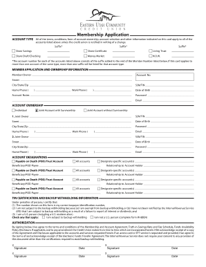 Eastern Utah Community Credit Union Membership Application