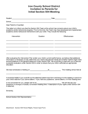 Section 504 Meeting Invitation
