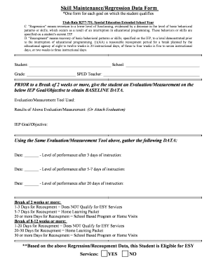 Utah Special Education Extended School Year Form