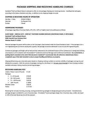 Sandestin Shipping and Receiving Payment Form