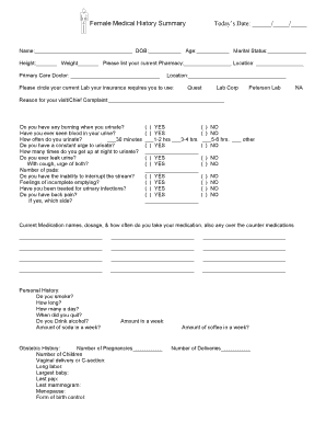 Female Medical History Summary Form