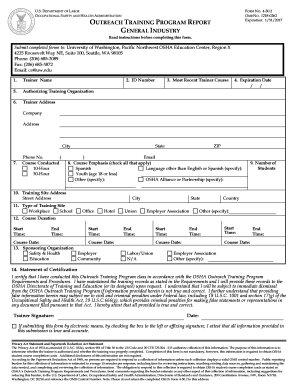 OSHA Outreach Training Program Report