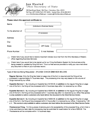 Ohio Business Name Reservation Form